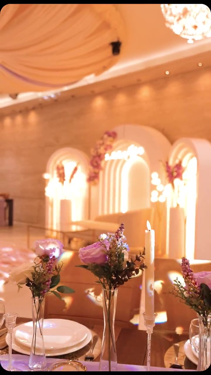 Engagement reel with hydrangea tables