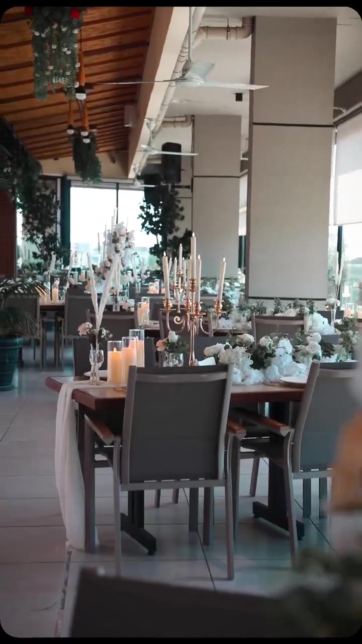 Wedding reel with white floral arch