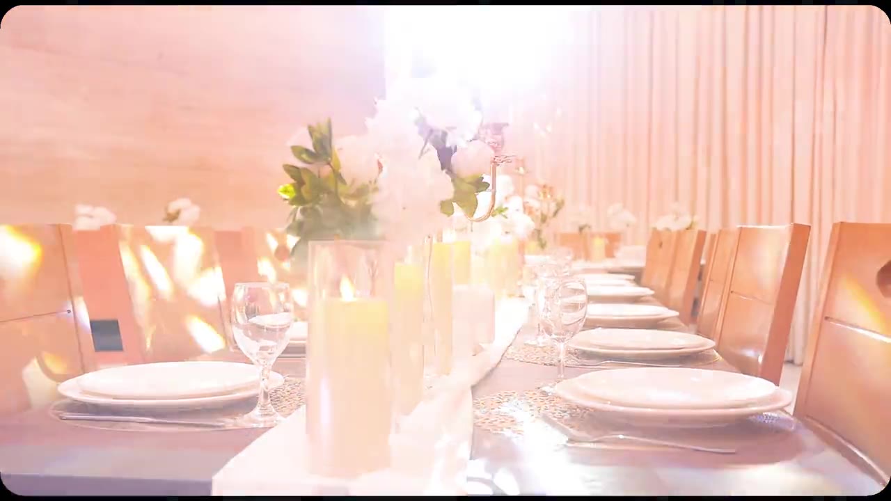 Private event film of the candlelit tables